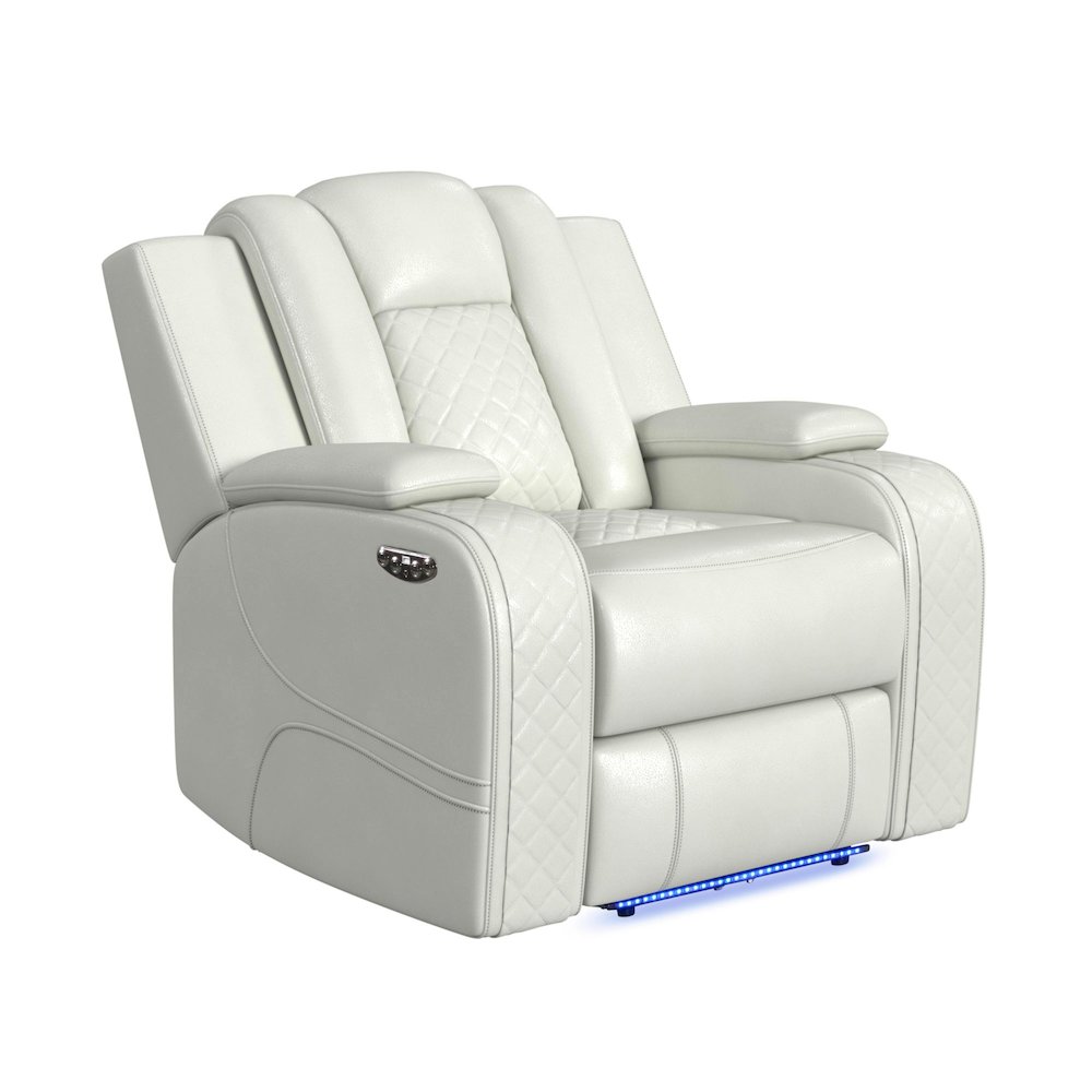 Amias Power Motion Recliner with Power Headrest, LED in Pebble Oyster. Picture 1