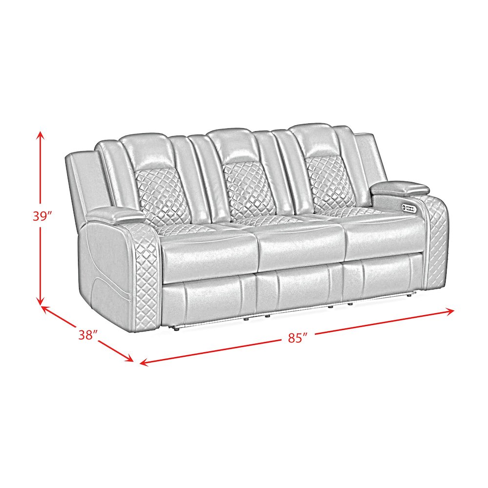 Amias  3PC Living Room Set in Pebble Black-Sofa, Loveseat & Recliner. Picture 7