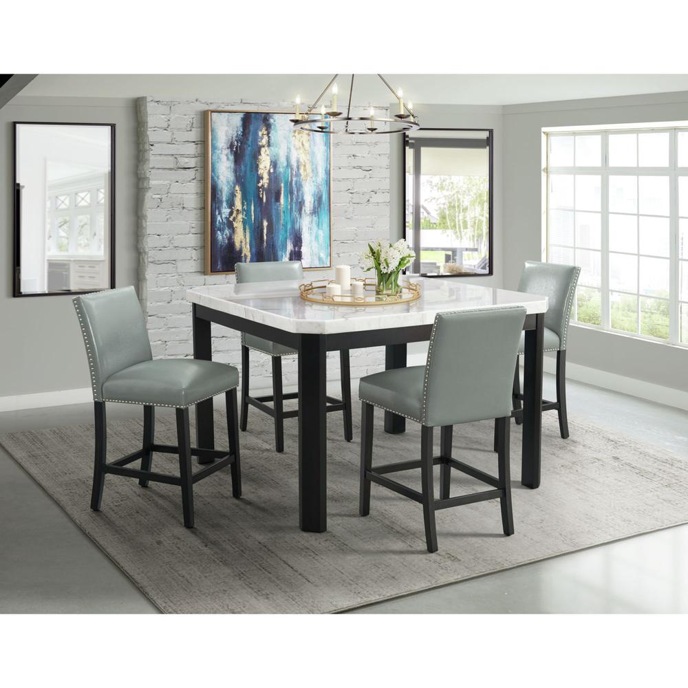Celine 5PC Square Counter Dining Set- Table & Four Grey Side Chairs. Picture 2