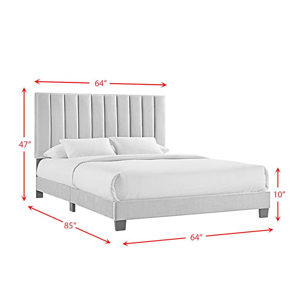 Colbie Upholstered Queen Platform Bed with Nightstands in Navy. Picture 10