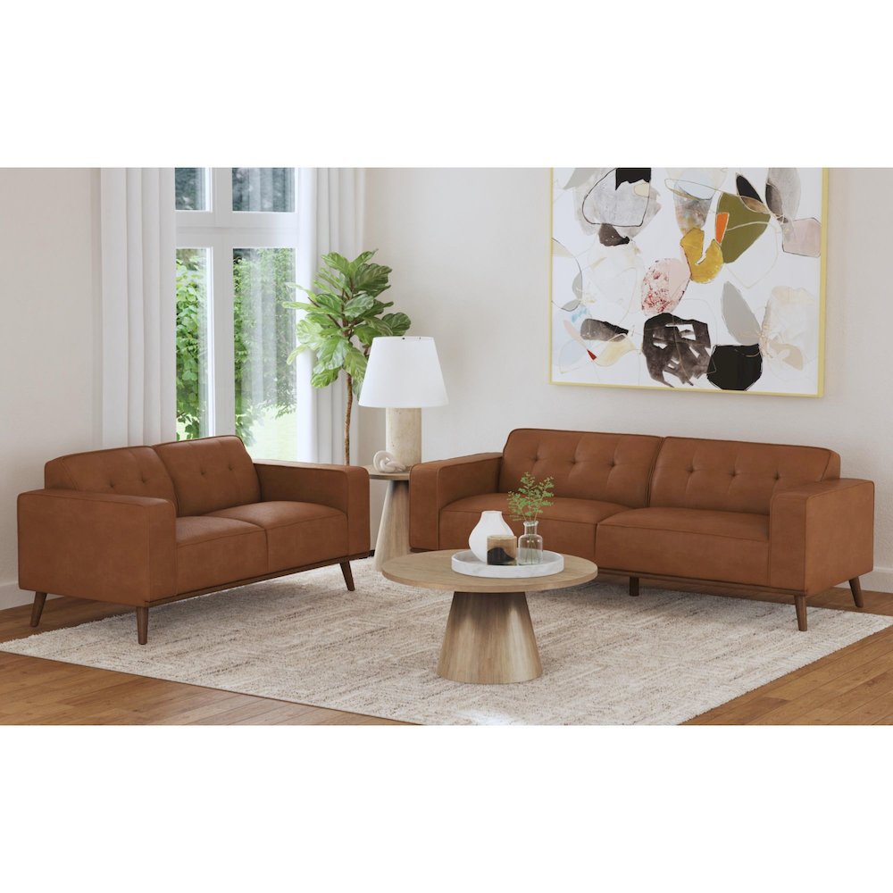 Destiny Loveseat with Wood Front in Pebble Tan. Picture 7