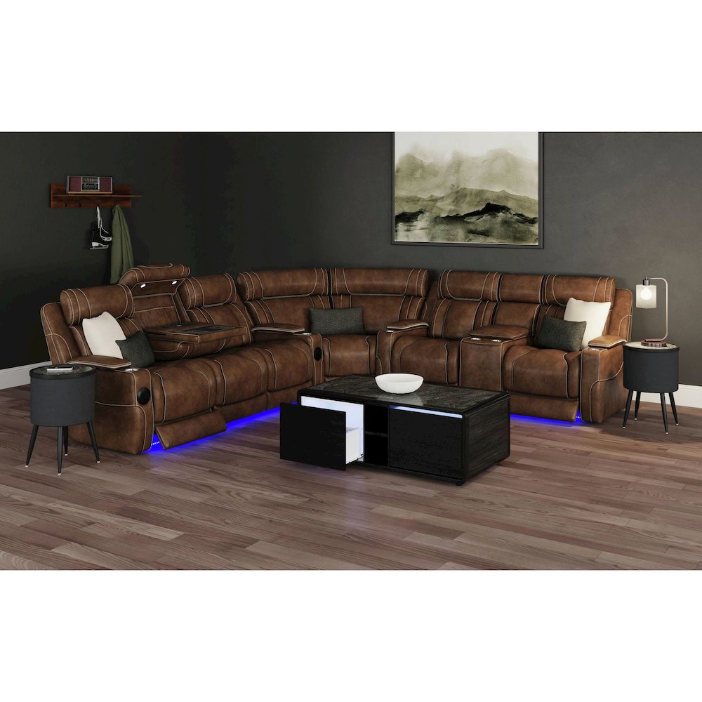Halo Round Smart End Table in Black. Picture 7