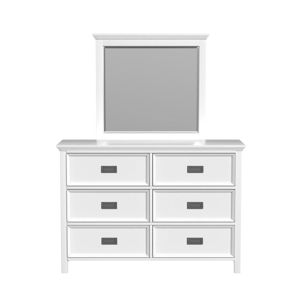 Hampton Kids Dresser and Mirror Set in White. Picture 3