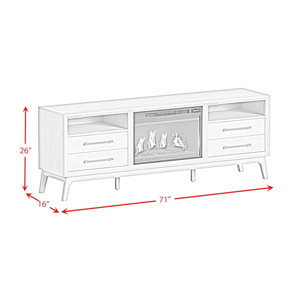 Clare KIT - 71" TV Console with Fireplace Insert in Almond. Picture 9
