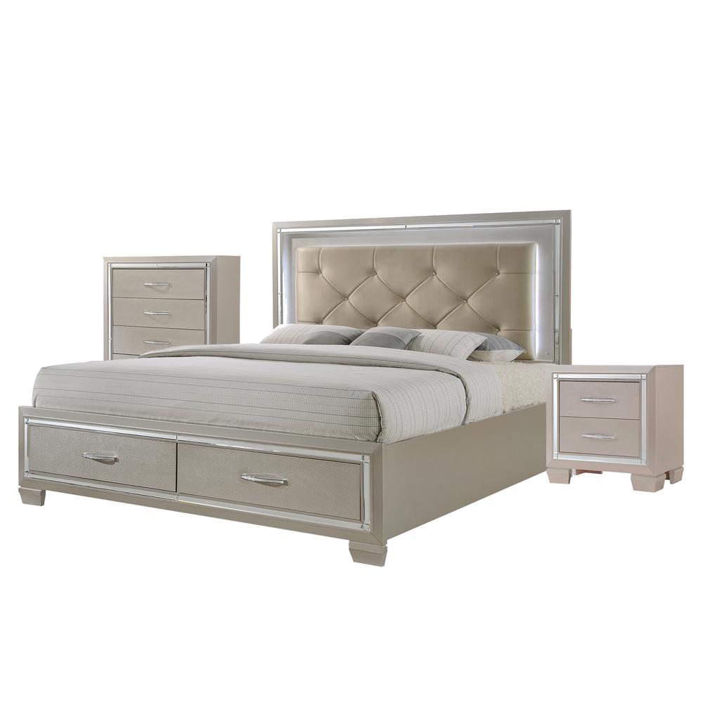 Glamour King Platform Storage  3PC Bedroom Set. Picture 18