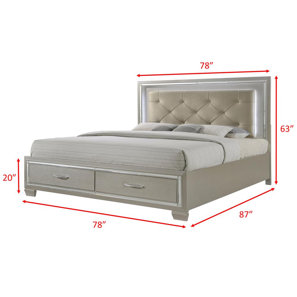 Glamour King Platform Storage  3PC Bedroom Set. Picture 24