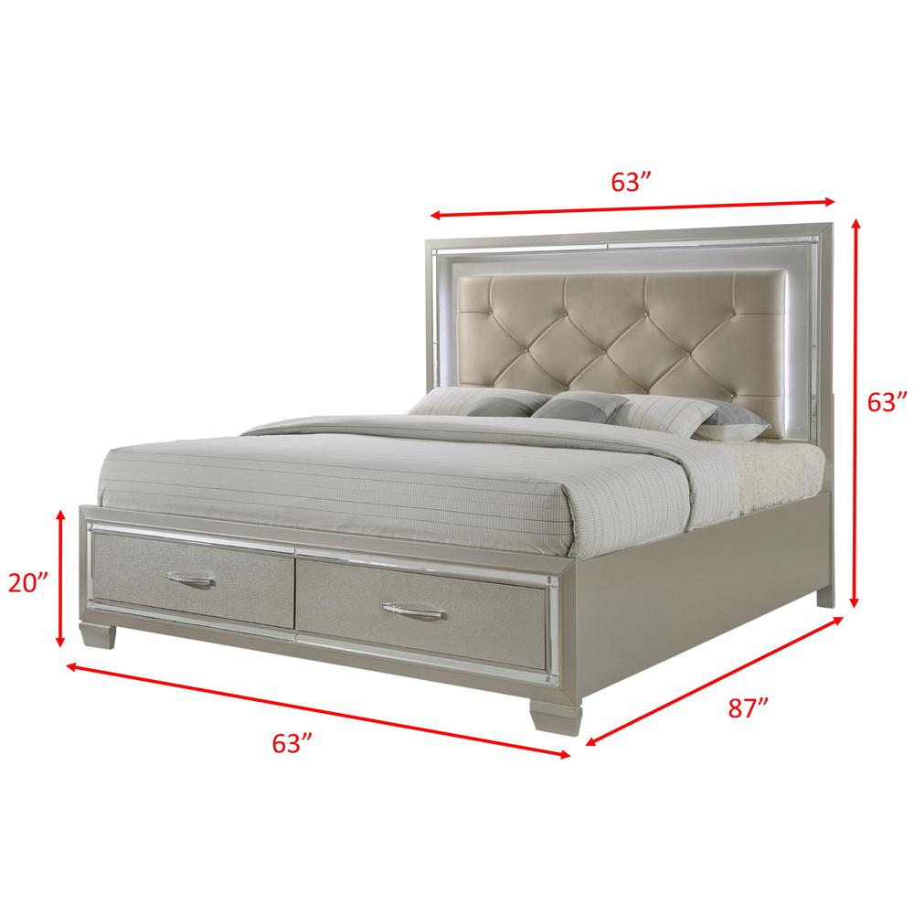 Glamour Queen Platform Storage  3PC Bedroom Set. Picture 24