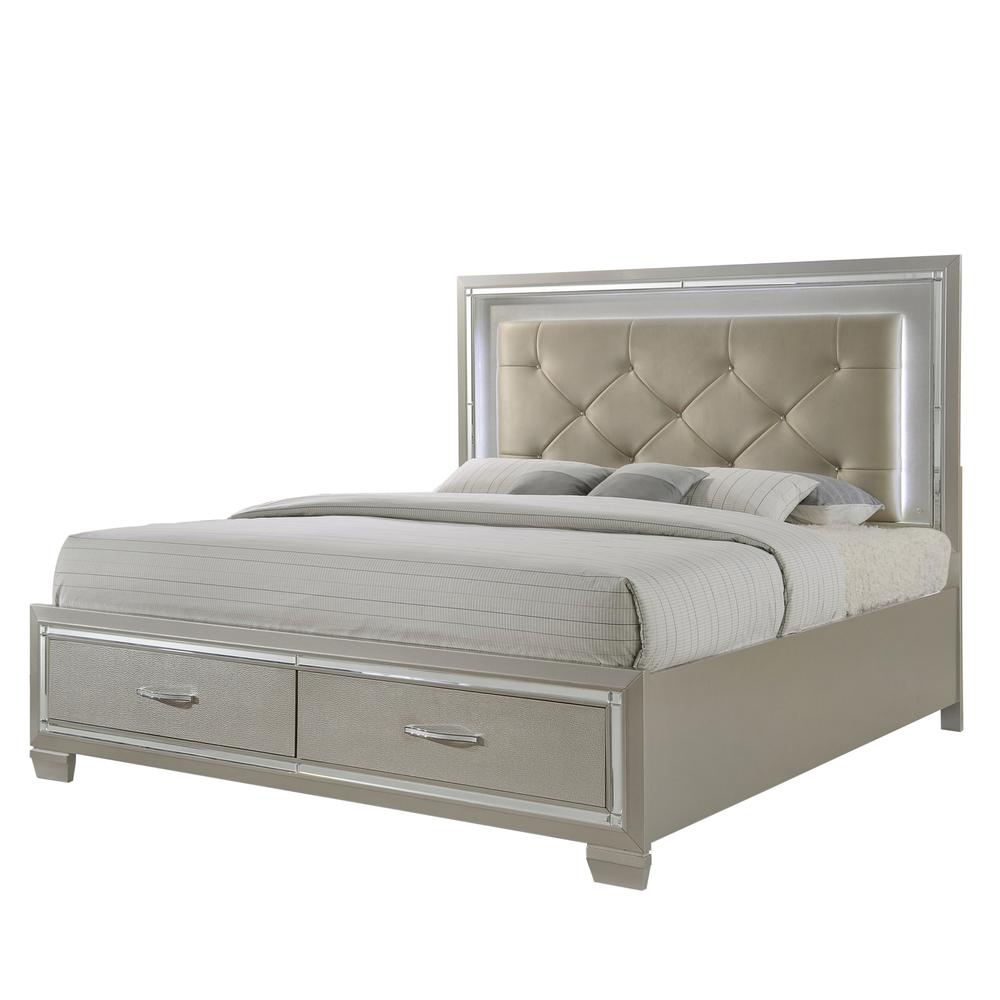Glamour Queen Platform Storage  3PC Bedroom Set. Picture 27