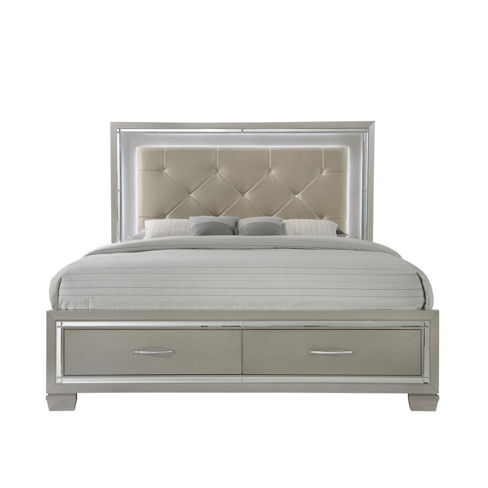 Glamour Queen Platform Storage  3PC Bedroom Set. Picture 28