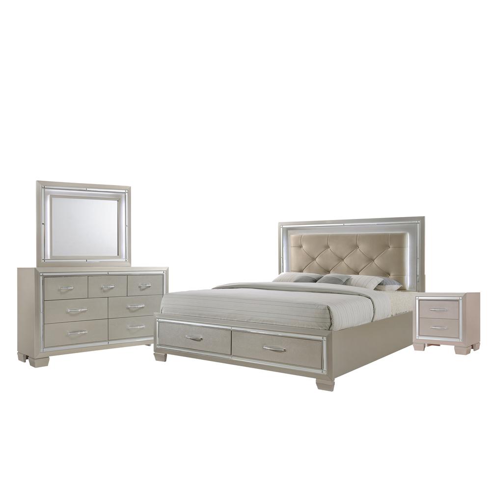 Glamour Queen Platform Storage  4PC Bedroom Set. Picture 18