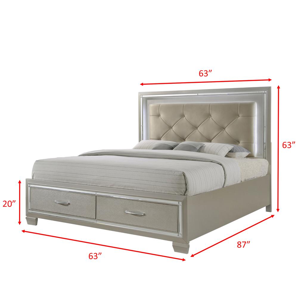 Glamour Queen Platform Storage  4PC Bedroom Set. Picture 24