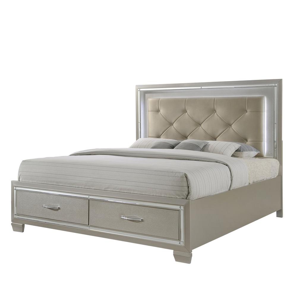 Glamour Queen Platform Storage  4PC Bedroom Set. Picture 27