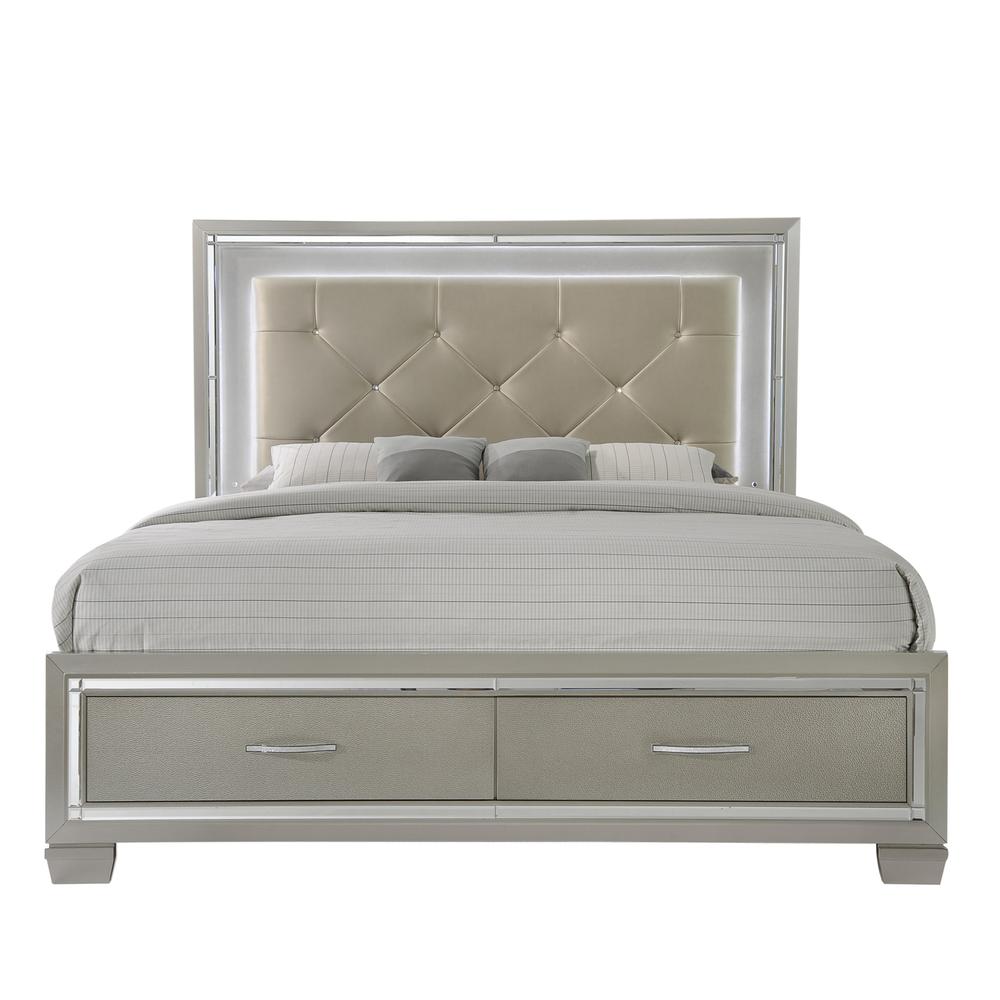 Glamour Queen Platform Storage  4PC Bedroom Set. Picture 28