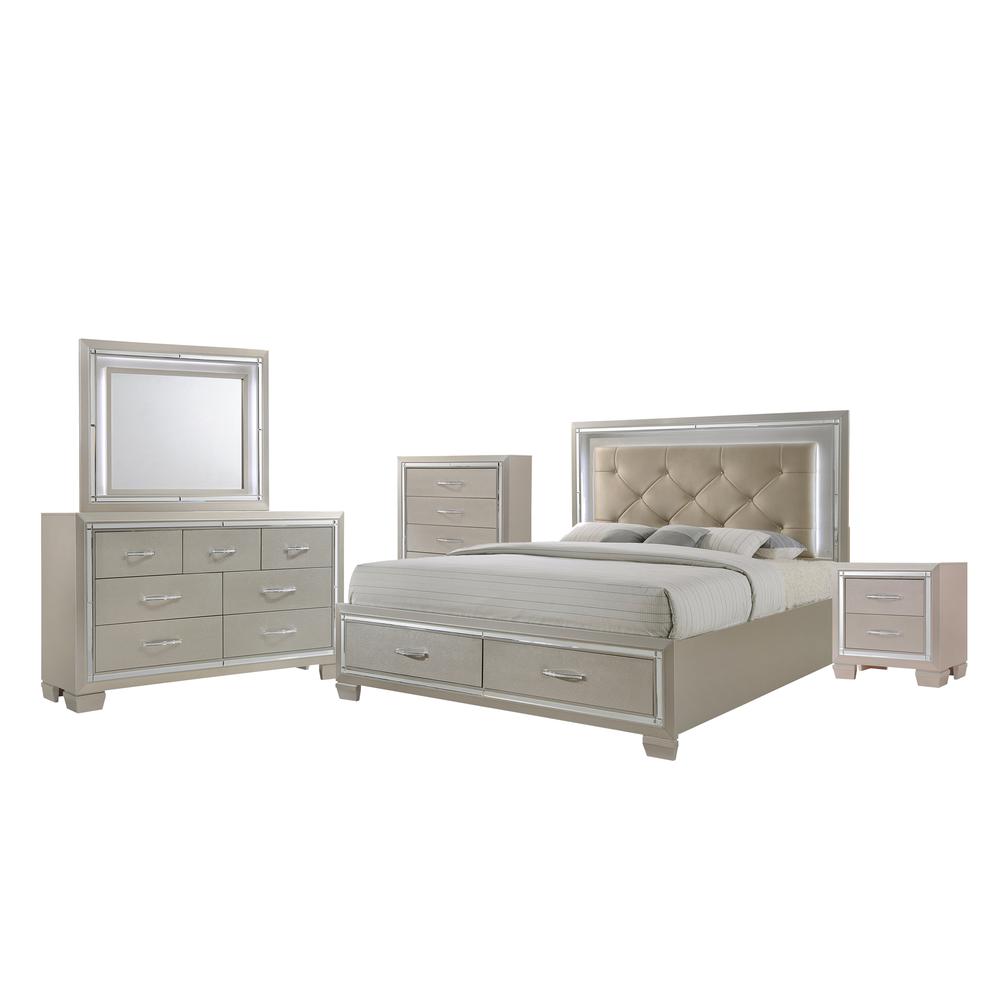 Glamour Queen Platform Storage  5PC Bedroom Set. Picture 22