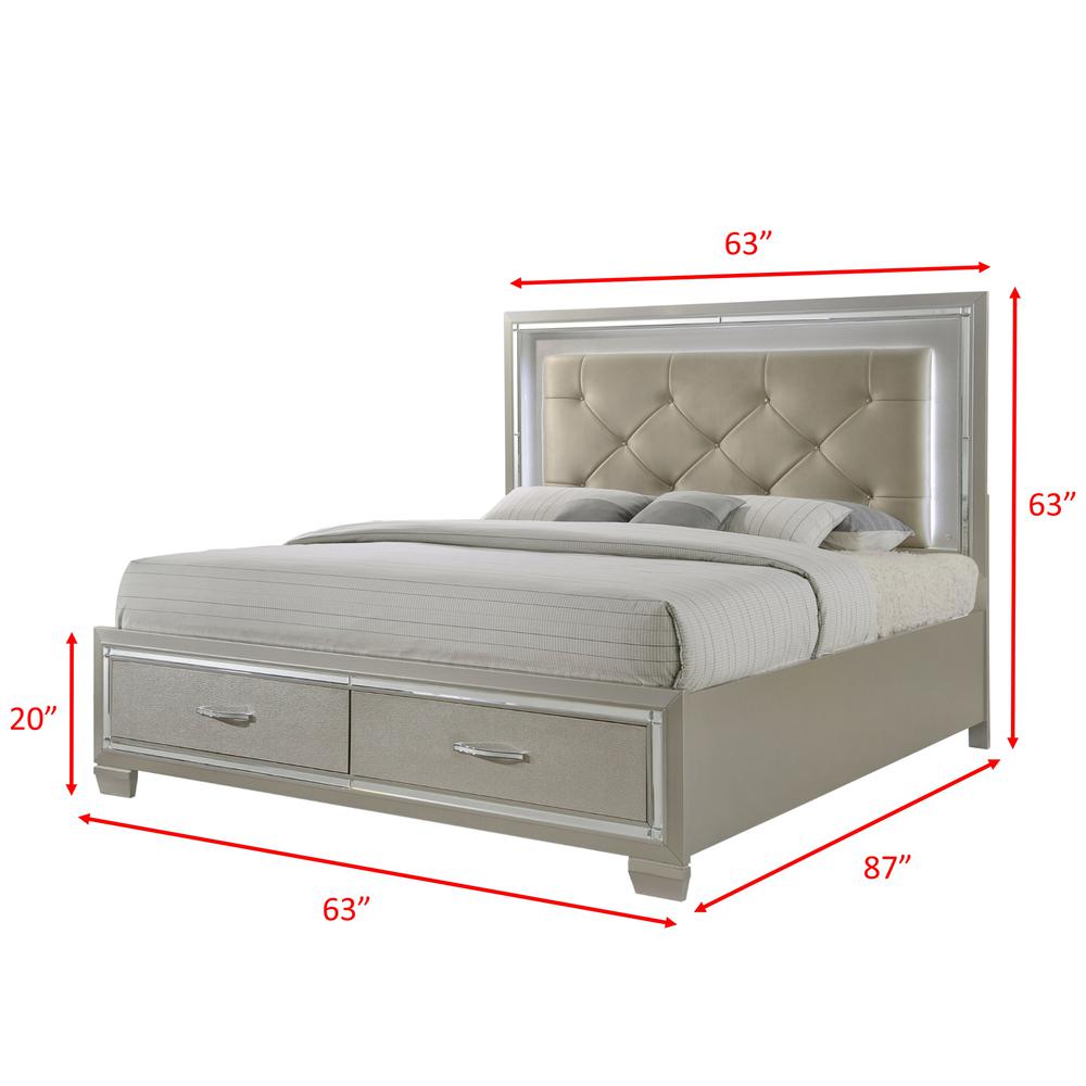 Glamour Queen Platform Storage  5PC Bedroom Set. Picture 31