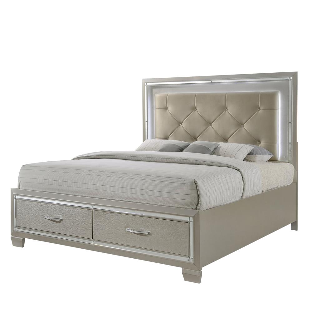 Glamour Queen Platform Storage  5PC Bedroom Set. Picture 33