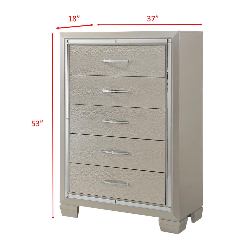 Glamour Queen Platform Storage  5PC Bedroom Set. Picture 34