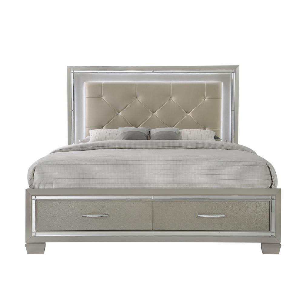 Glamour Queen Platform Storage  5PC Bedroom Set. Picture 36