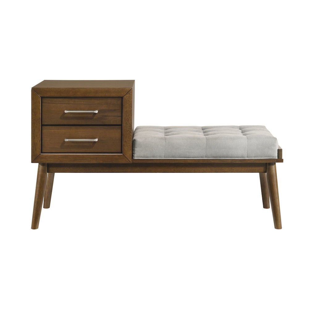 Malibu Bench with Grey Fabric in Walnut. Picture 3