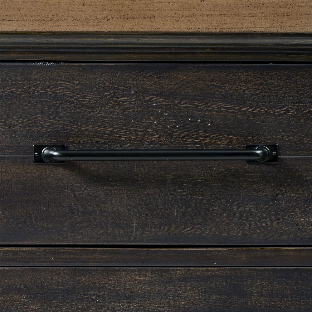 Johnshaven Server and Hutch with LED Light in Espresso and Brown. Picture 12