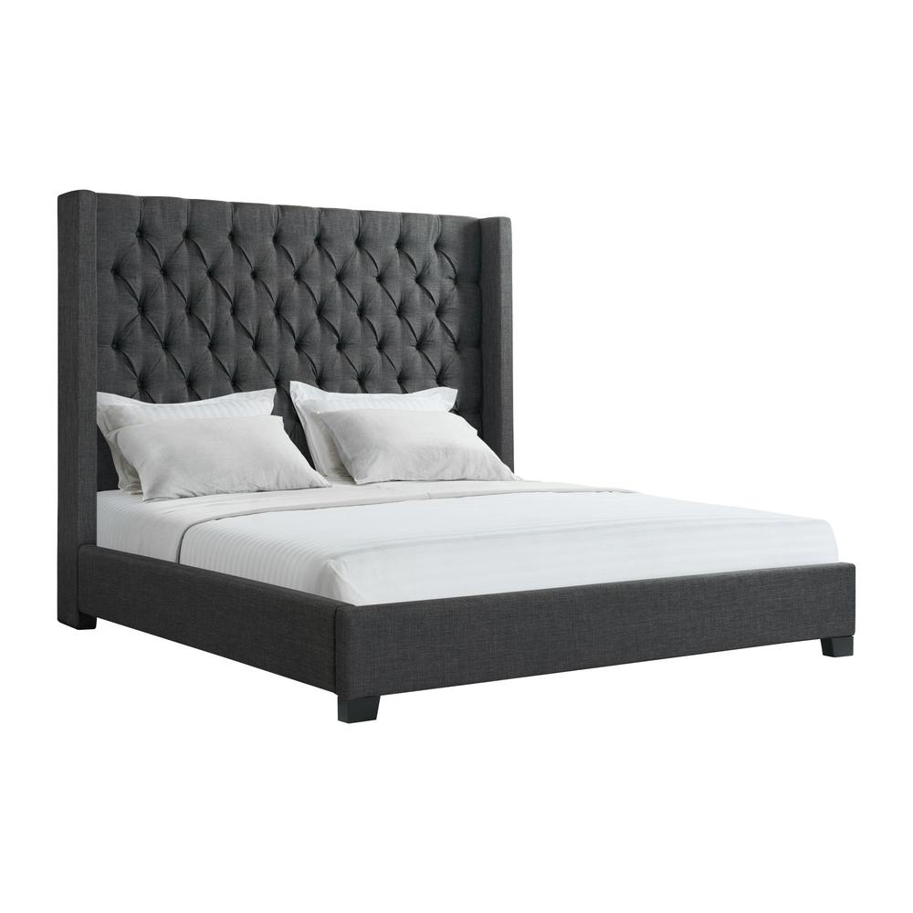 Arden King Tufted Upholstered Bed in Charcoal. Picture 3