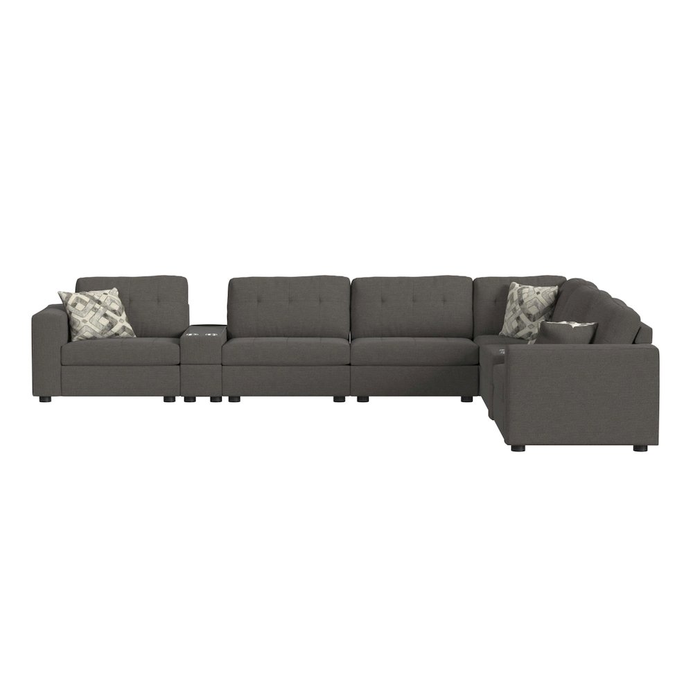 Options One 9PC Living Room Set in Palmer Plus Ash. Picture 4