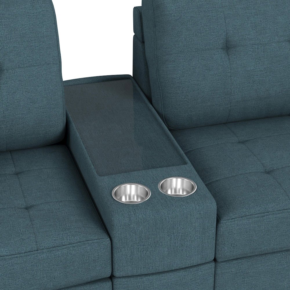 Options One 7PC Living Room Set in Palmer Plus Teal. Picture 7