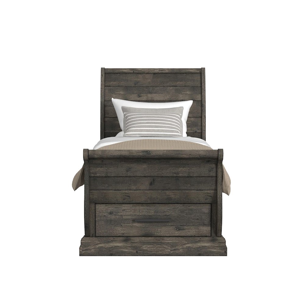Park Ridge Twin Sleigh Storage Bed in Charcoal. Picture 3