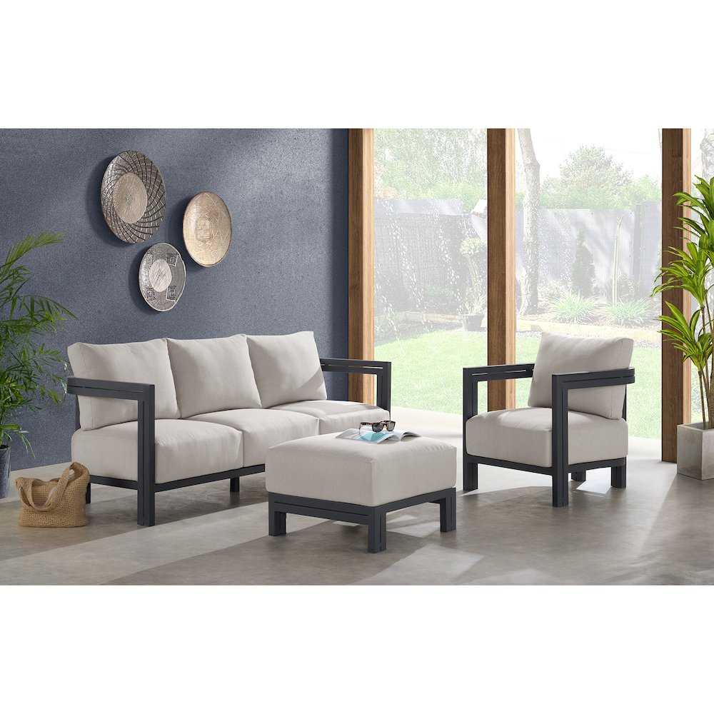 Playa Sofa - Dark Grey and Olefin Beige with 2 Pillows. Picture 6