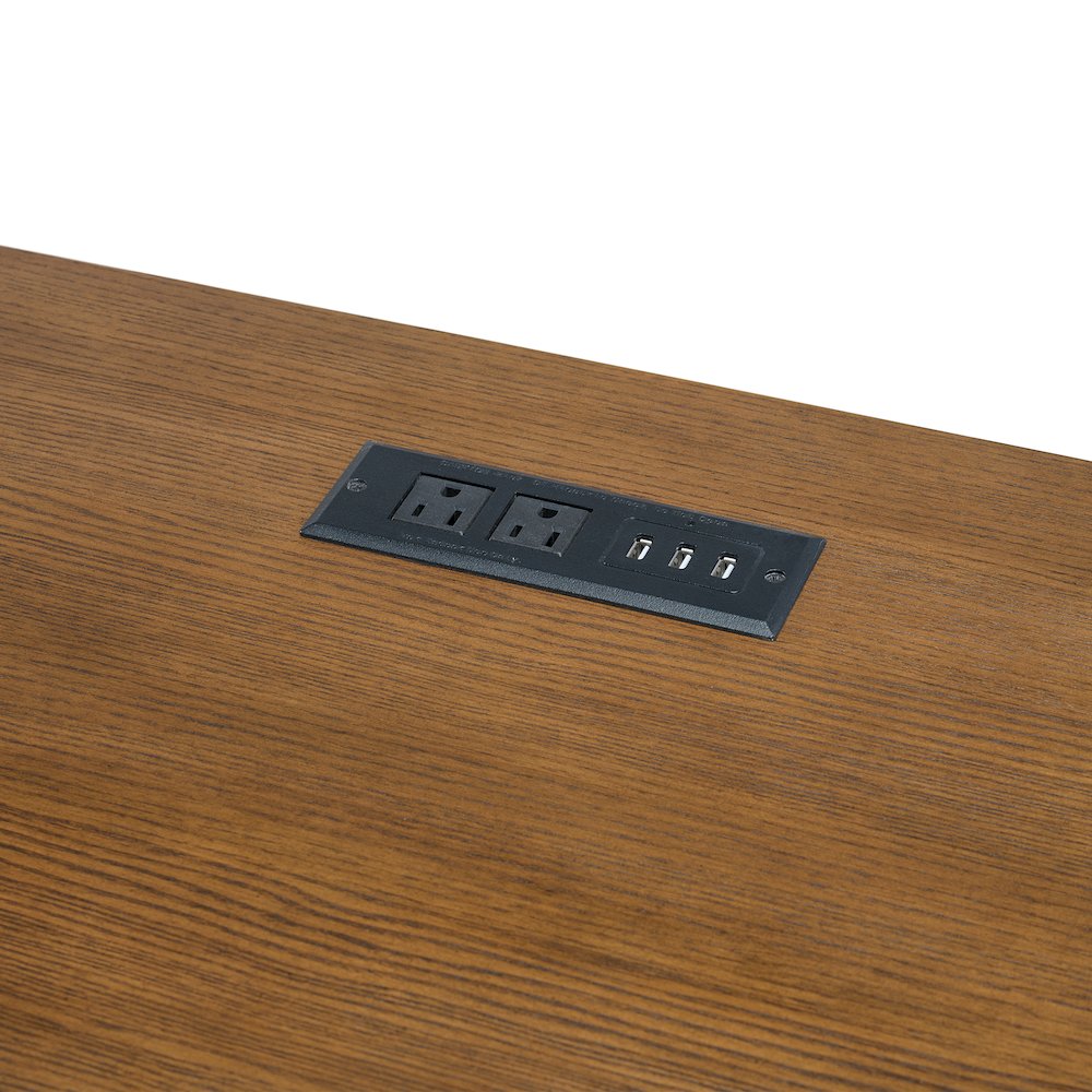 Beth Double Pedestal Desk with Power/USB in Brown Oak. Picture 6
