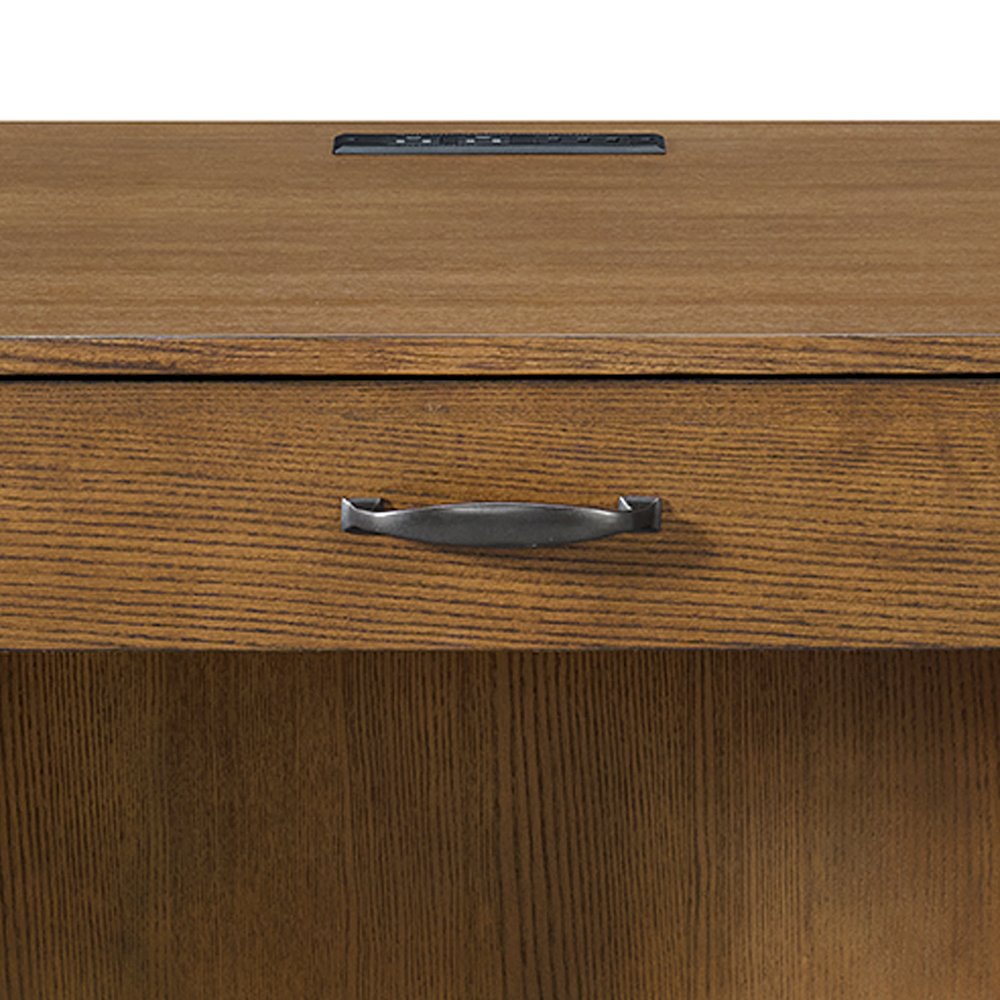 Beth Double Pedestal Desk with Power/USB in Brown Oak. Picture 8