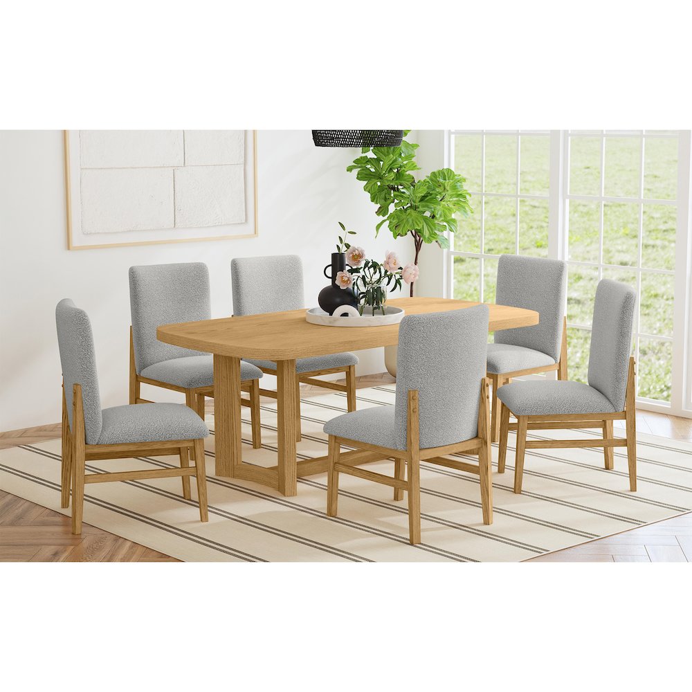 Canal 7PC Standard Height Dining Set in Natural-Rectangular Table and Six Chairs. Picture 2