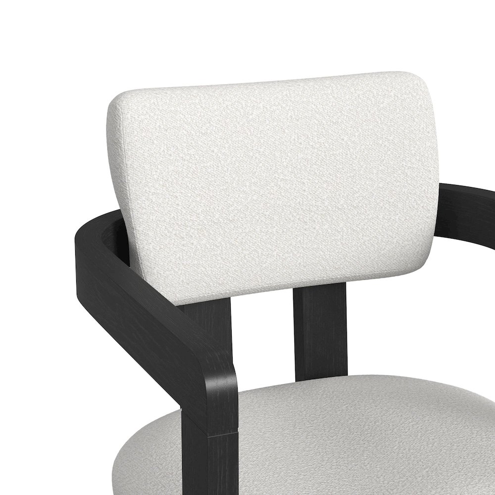 Canal Arm Barstool with White Fabric in Black. Picture 6