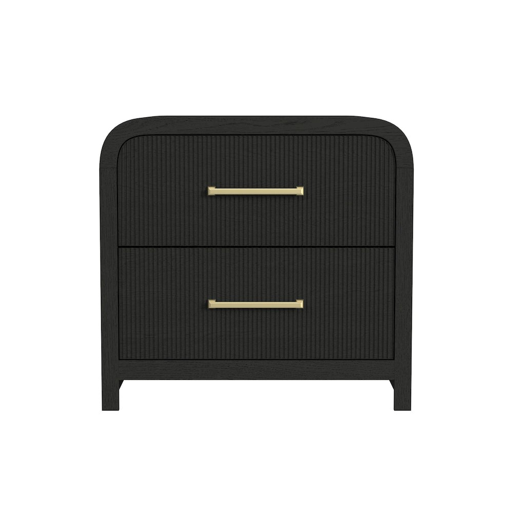 Ridgemont 2-Drawer Nightstand with USB in Black with Grain. Picture 3