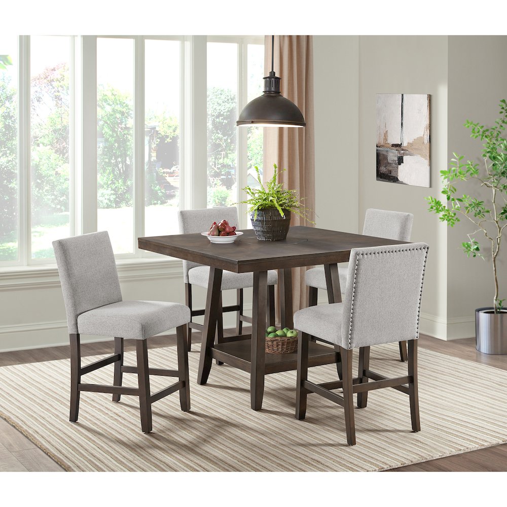 Hester Square Counter Table with Lazy Susan in Brown. Picture 7