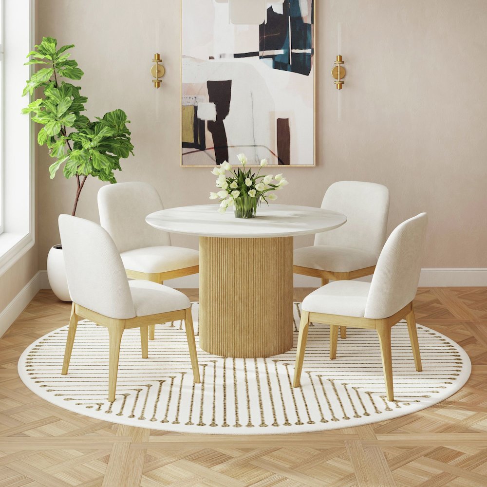 Sutton Dining Side Chair with White Fabric in Natural. Picture 2