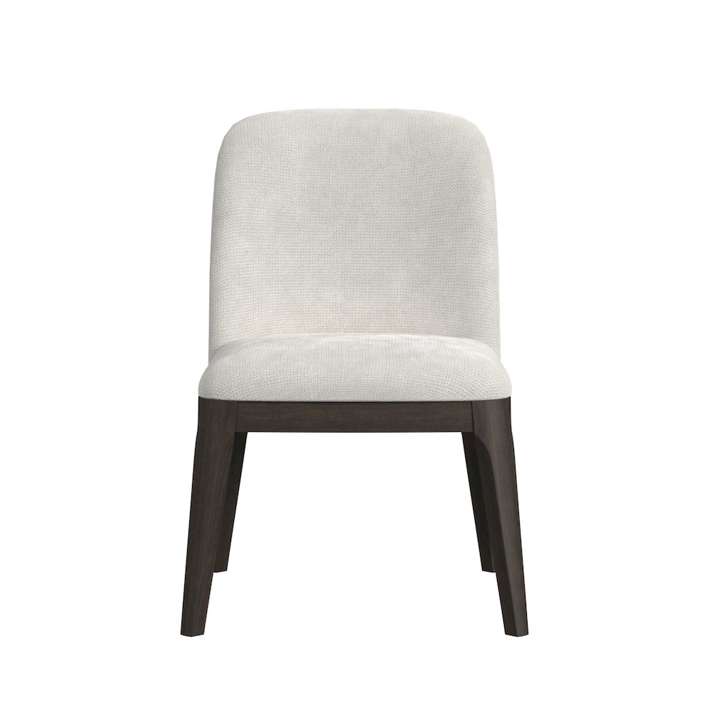 Sylvie Dining Side Chair with White Fabric in Dark Brown (2 Per Carton). Picture 4