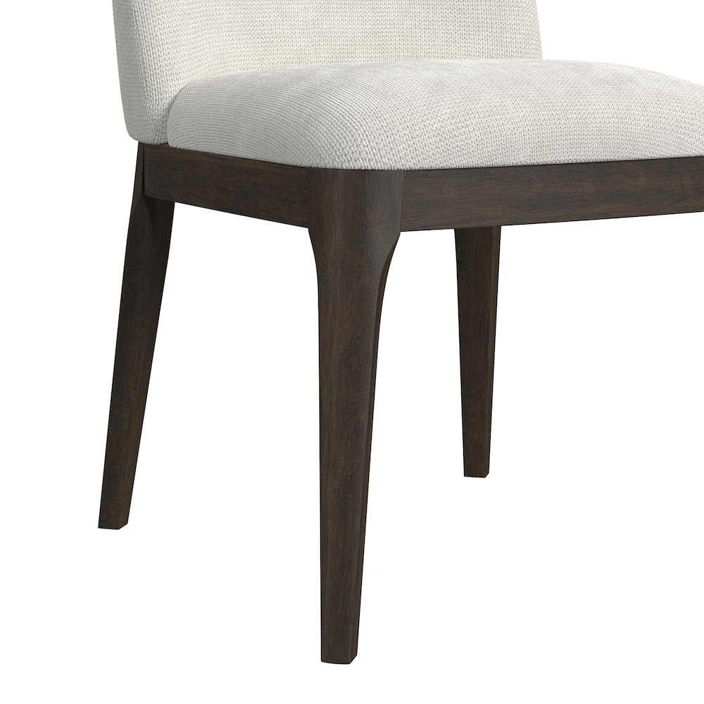 Sylvie Dining Side Chair with White Fabric in Dark Brown (2 Per Carton). Picture 6