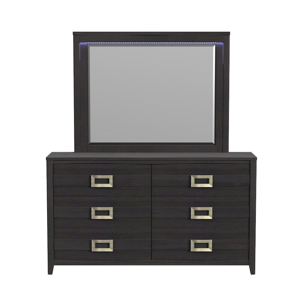 Tobias Dresser and Mirror Set with LED in Black. Picture 3