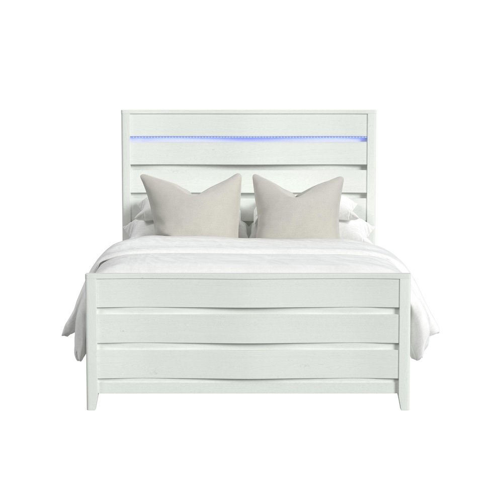 Chett Queen Bed with LED in White. Picture 1