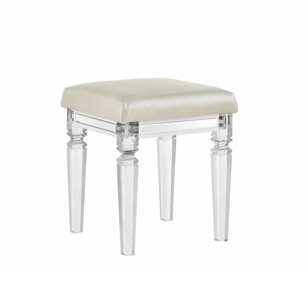 Picket House Furnishings Charlotte Vanity Stool with Acrylic Leg. Picture 2