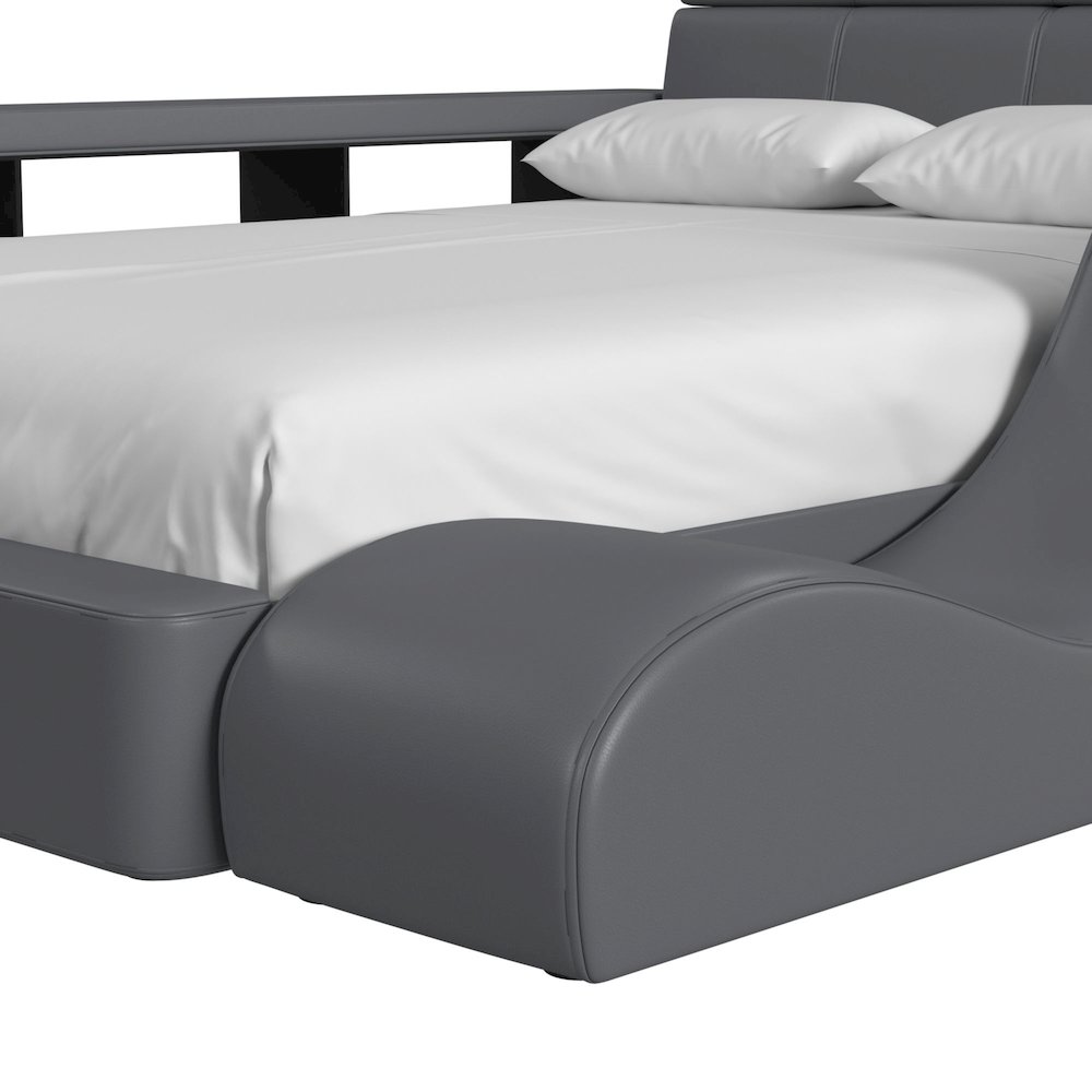Booker Full Transformer Bed with Electronic Features in Grey PU. Picture 9