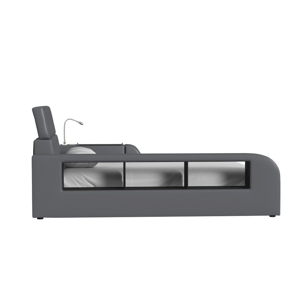 Booker Full Transformer Bed with Electronic Features in Grey PU. Picture 3