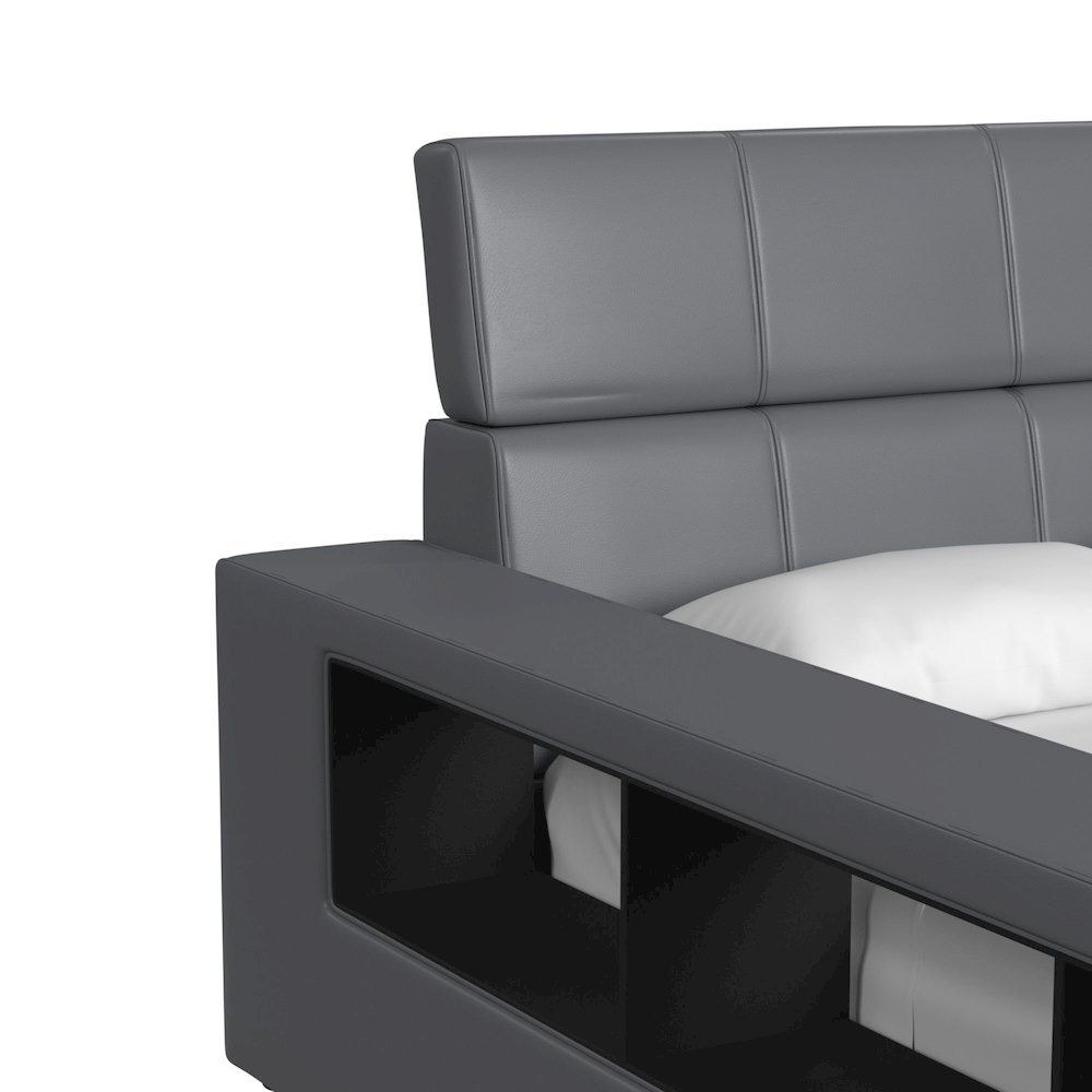 Booker Full Transformer Bed with Electronic Features in Grey PU. Picture 8