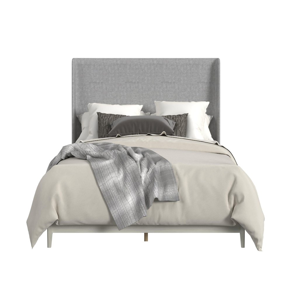 Clare Queen UPH Bed with Grey Fabric in Almond. Picture 2