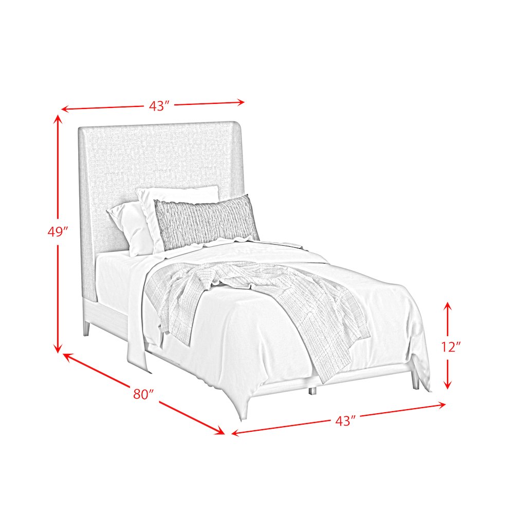 Clare Twin UPH 3PC Bedroom Set with Grey Fabric in Almond. Picture 10