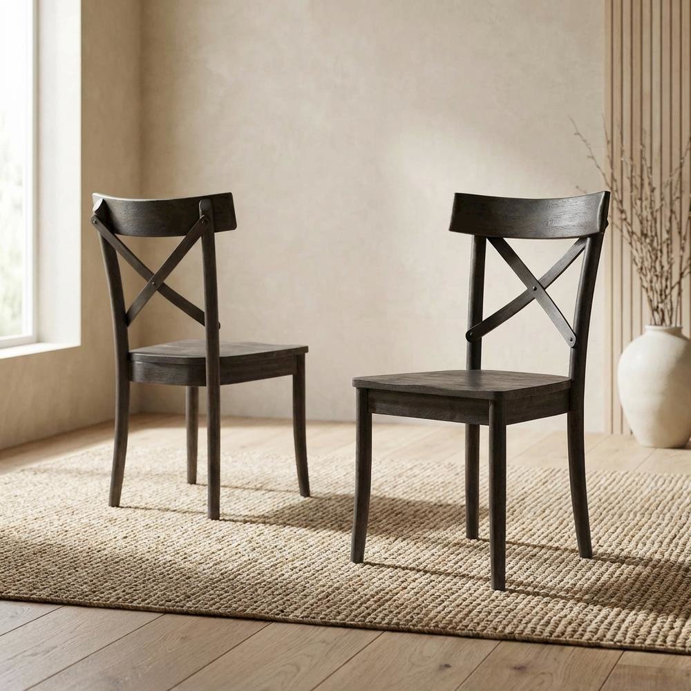 Farmhouse Wooden Side Chair, Rustic Dining Accent Chair for Kitchen Room,Brown. Picture 3