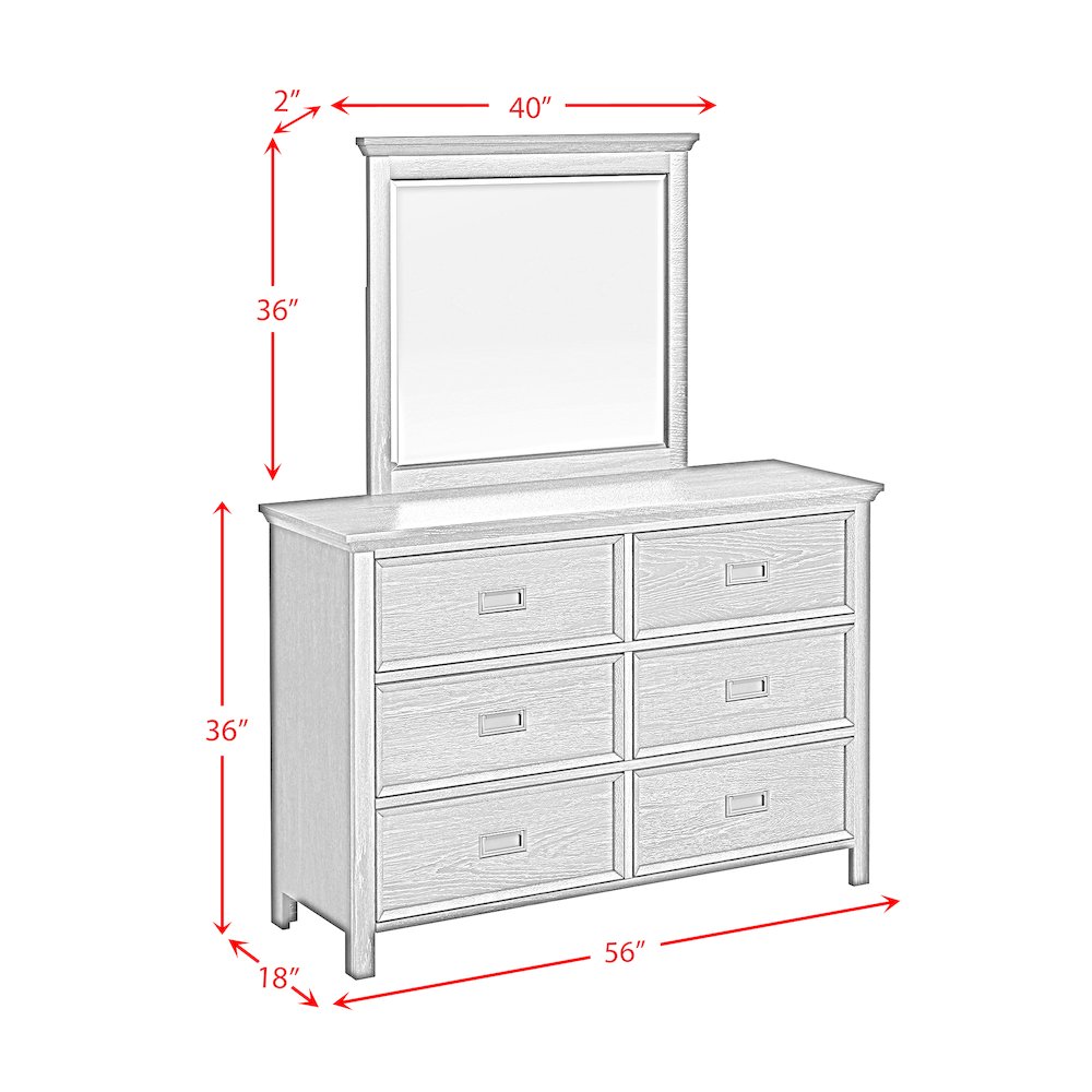 Hampton Kids Dresser and Mirror Set in White. Picture 10