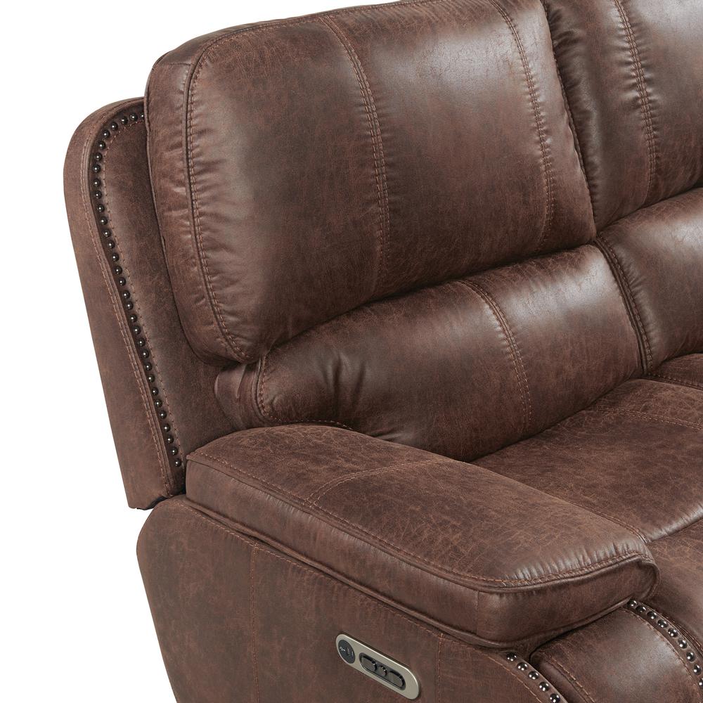 Power Motion Loveseat, Power Motion Head Recliner & Console in Heritage Brown. Picture 9