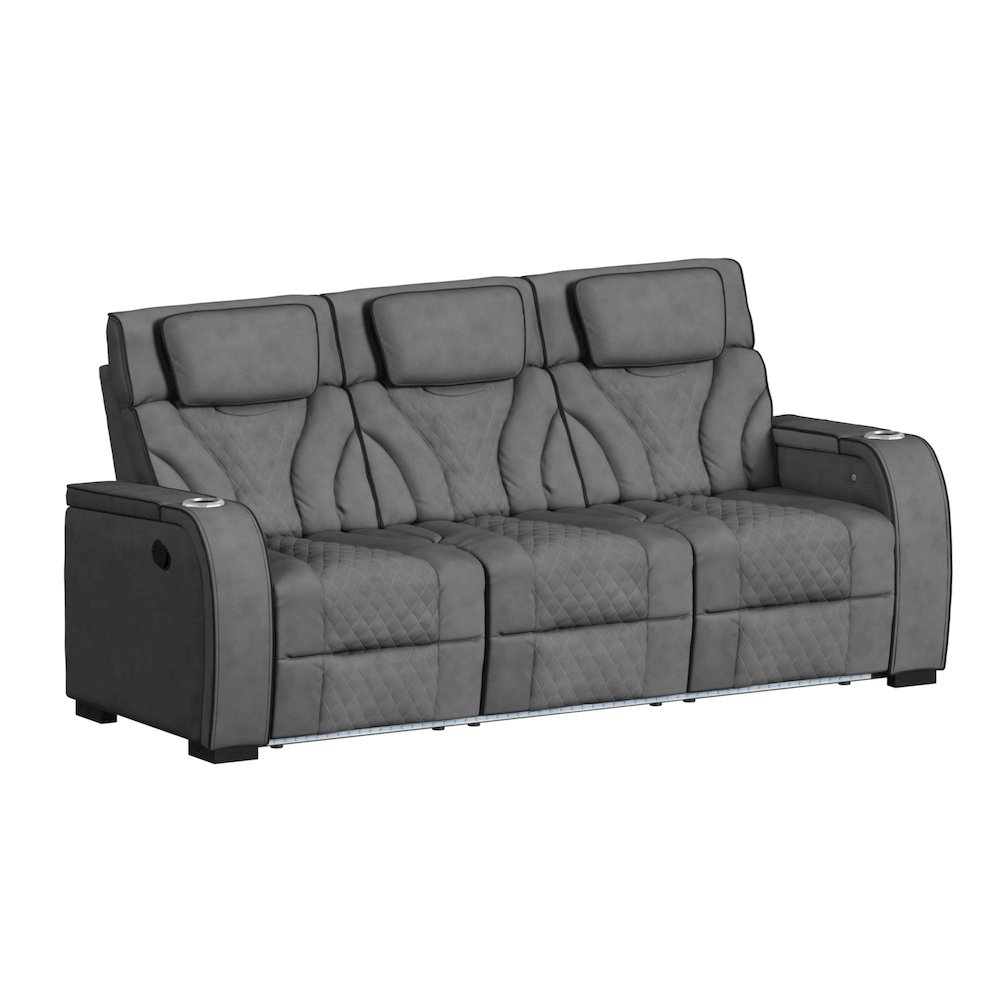 Tundra 3PC Living Room Set Simba Slate and Black Welt-Sofa, Loveseat & Recliner. Picture 1